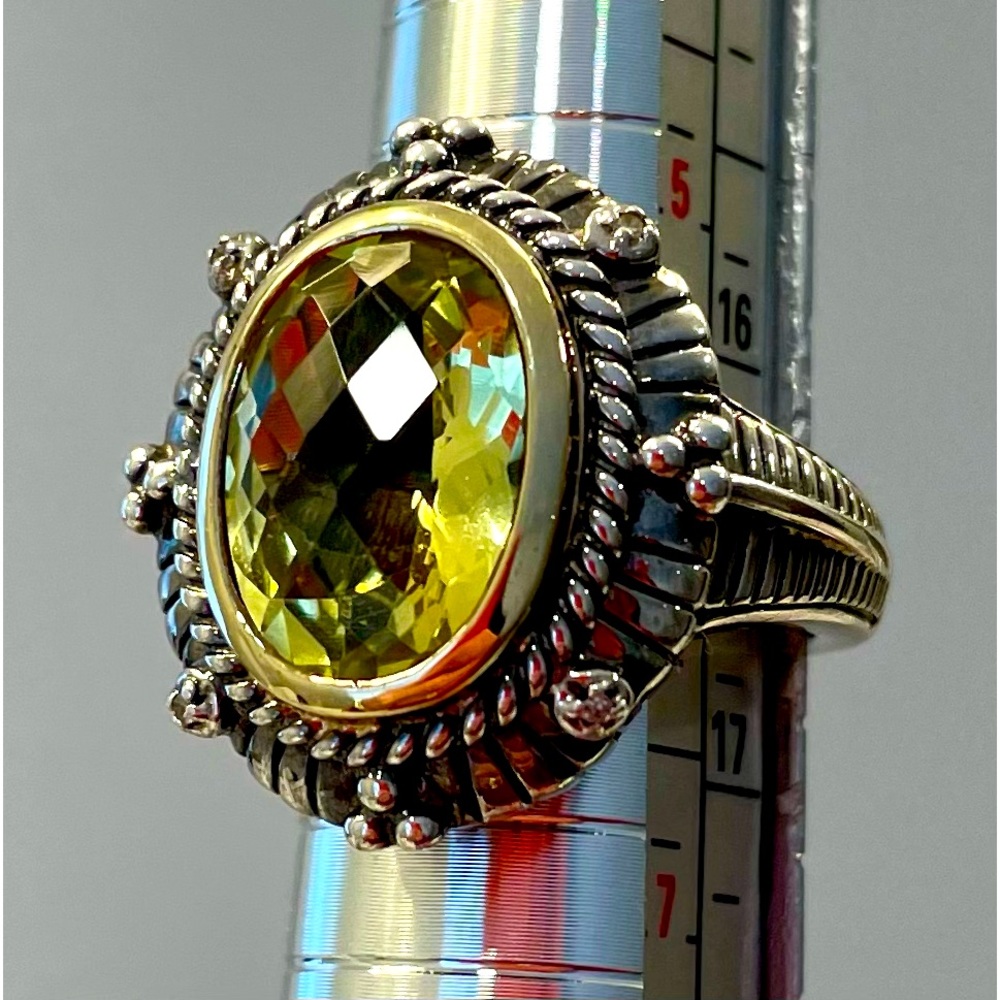 Sterling & 14K Gold Yellow Quartz Ring